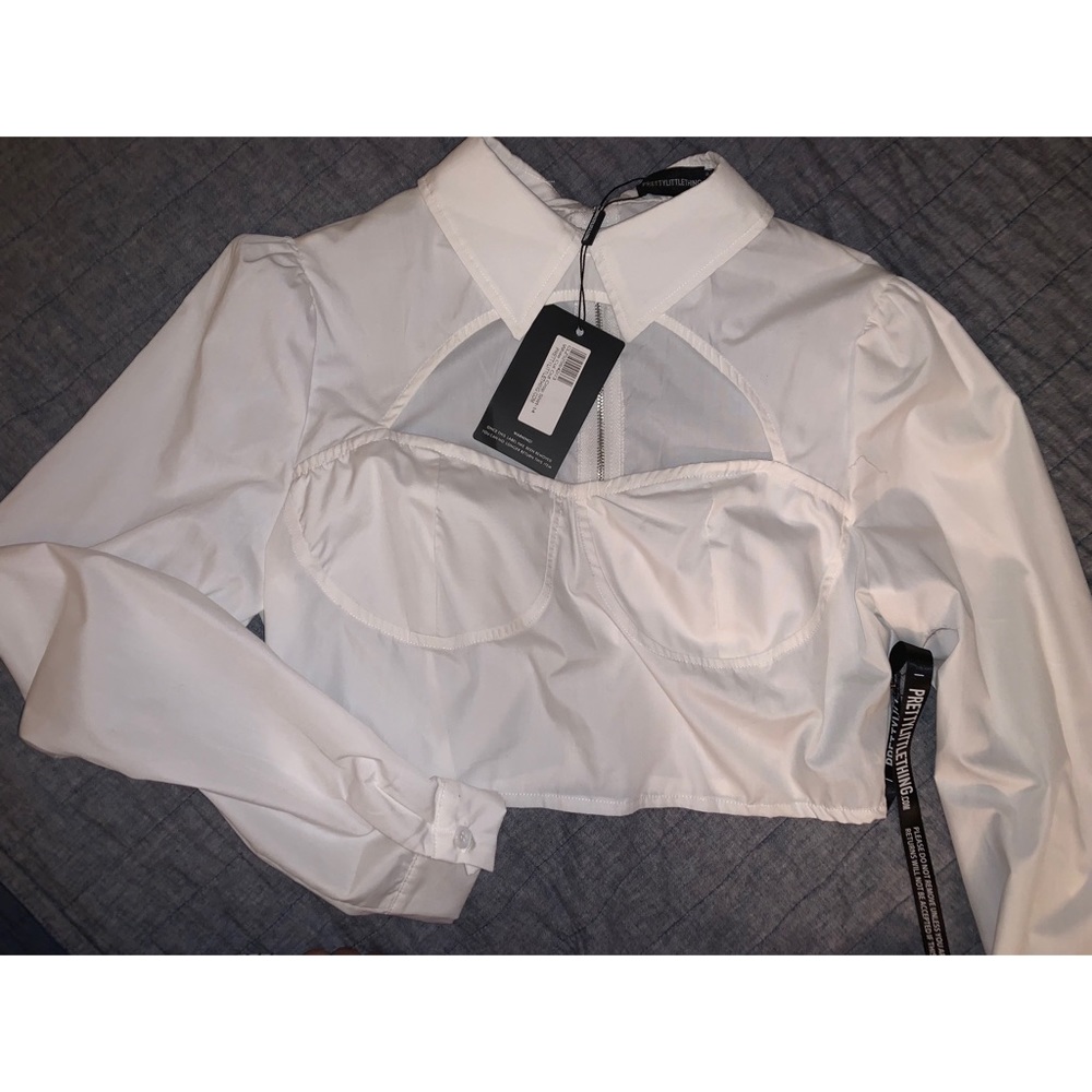 NWT Pretty Little Thing CutOut Croped Collar Shirt